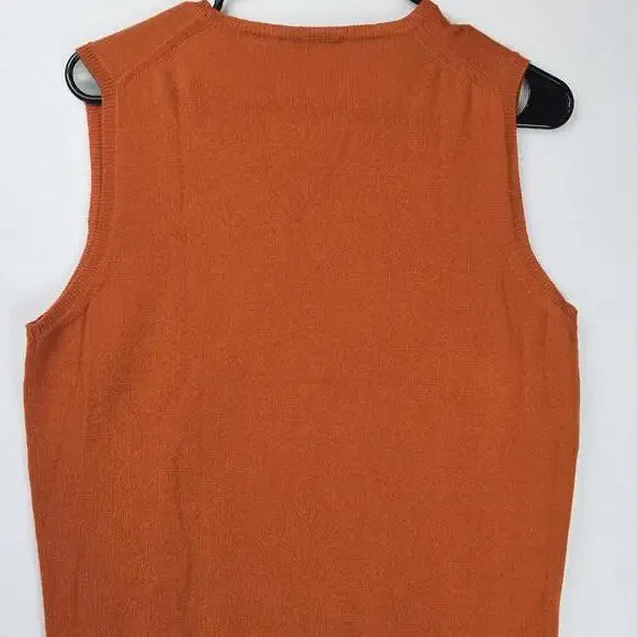 Manrico Cashmere Sweater Vest Orange Knit Top Womens XL Made in Italy MSRP $750 - Picture 4 of 10